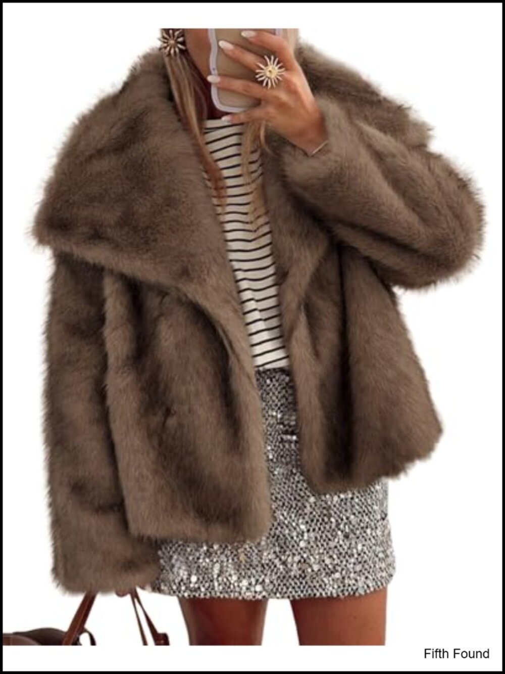 Womens Faux Fur Coat Long Sleeve Button Lapel Warm Winter Outwear with Pockets